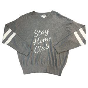 Carmen Marc Valvo Gray/White Stay Home Club Sweater Womens Size L